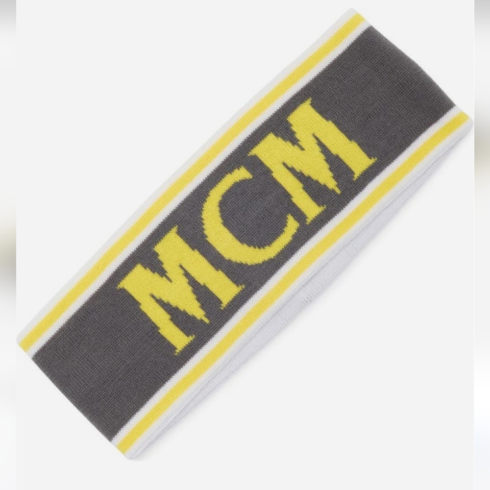 New MCM‎ Headband Logo Merino Wool Yellow Stretchy